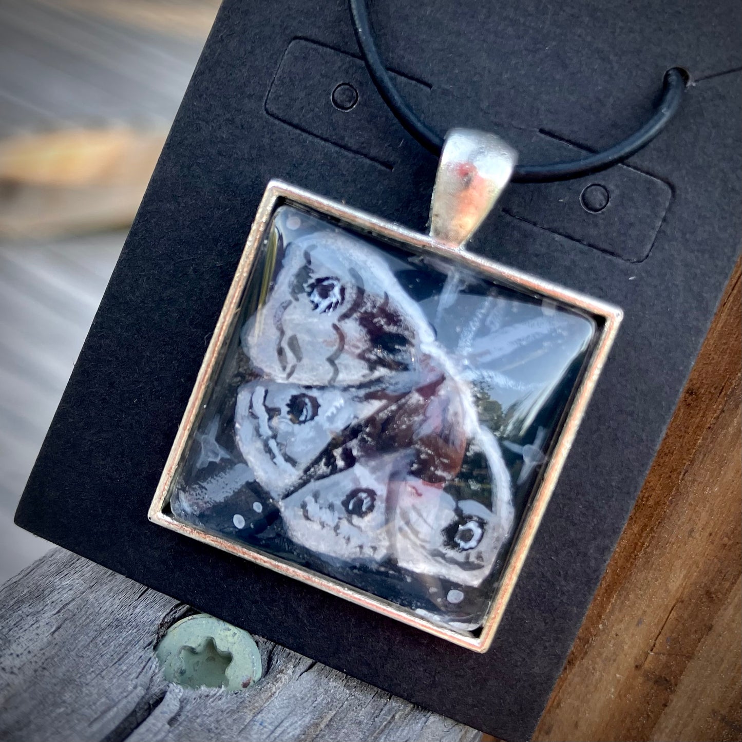 Gothic Moth of the Night- pendant hand painted original