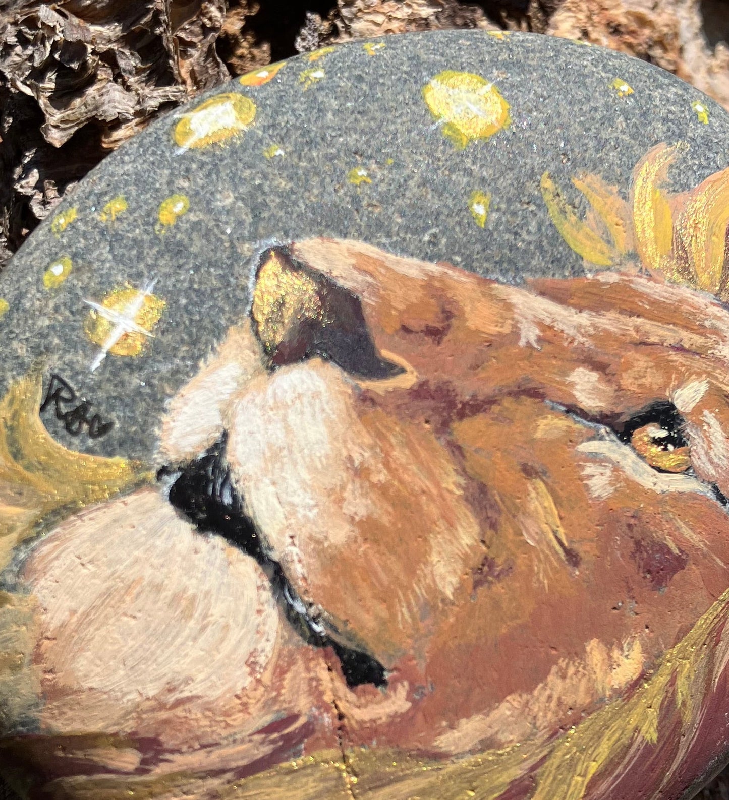 Counting the Stars of Light- hand painted stone.