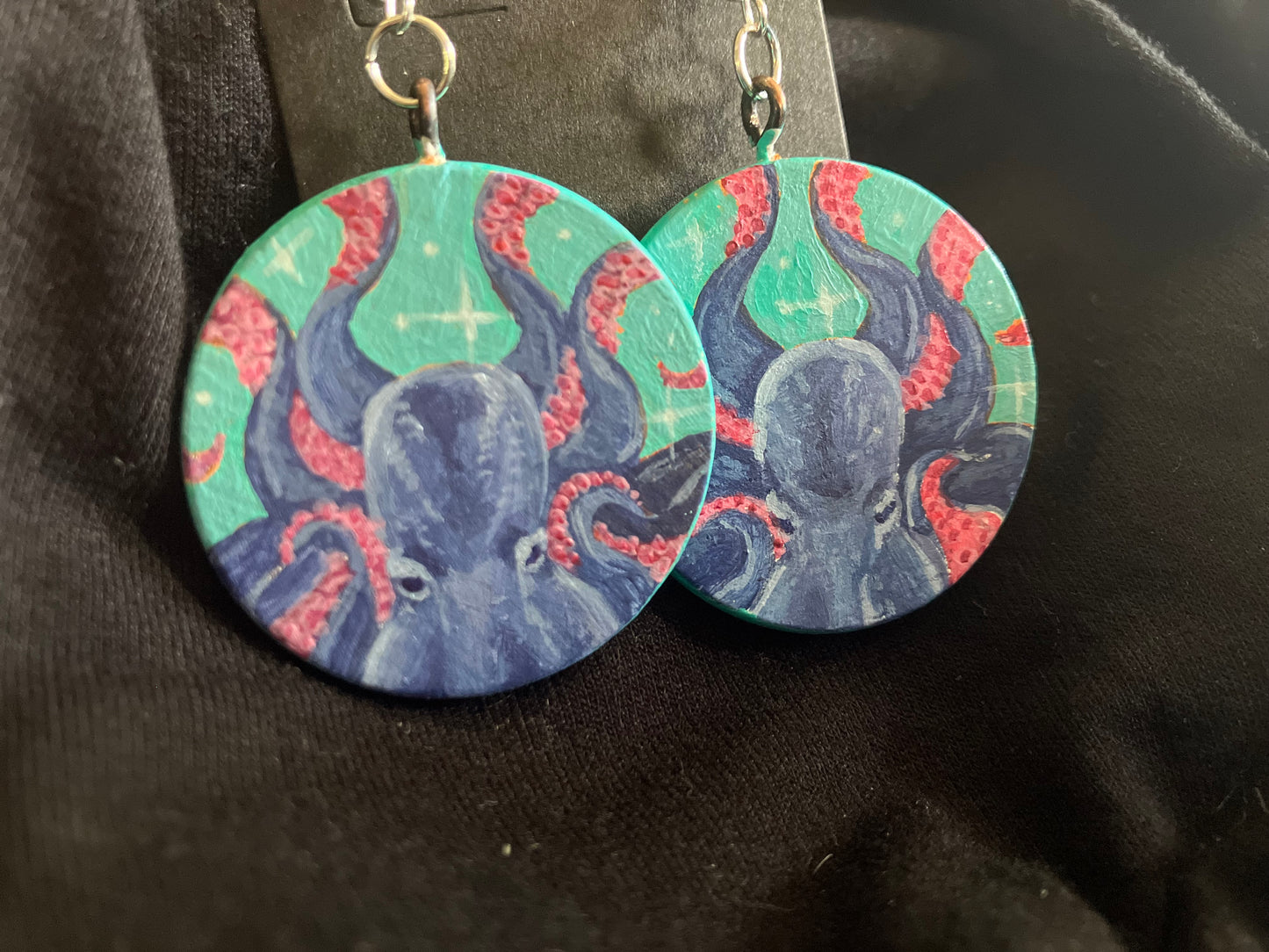 “Dancing octopuses” 🐙 - hand painted original earring set