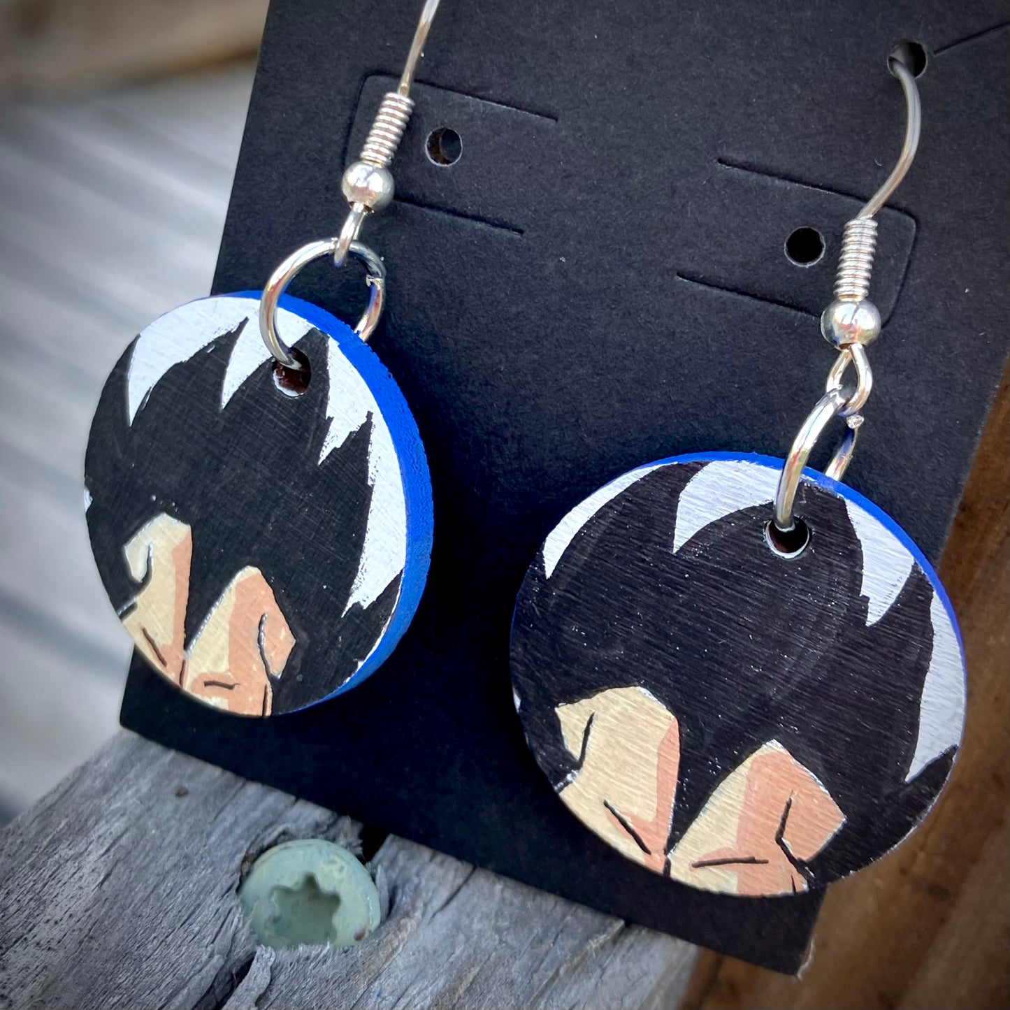 The Iconic Vegeta Hair - one of a kind hand painted Earrings