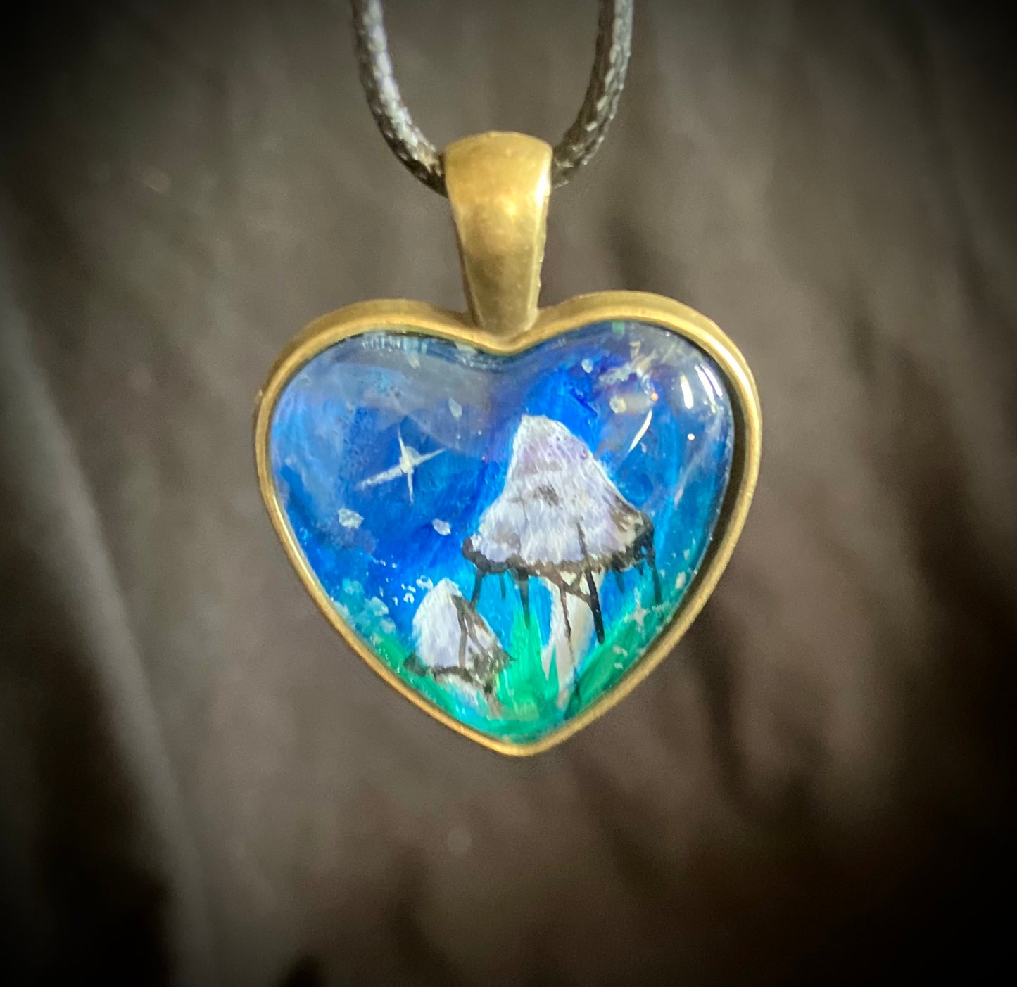 “Twighlight Inkcaps” 🍄 - hand painted necklace original