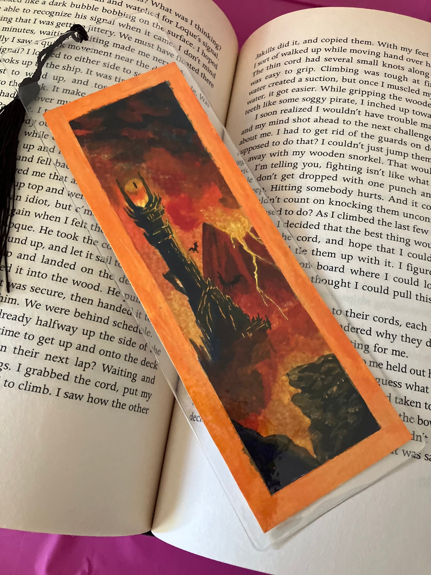 The fires of Mordor - Hand-painted Original Bookmark