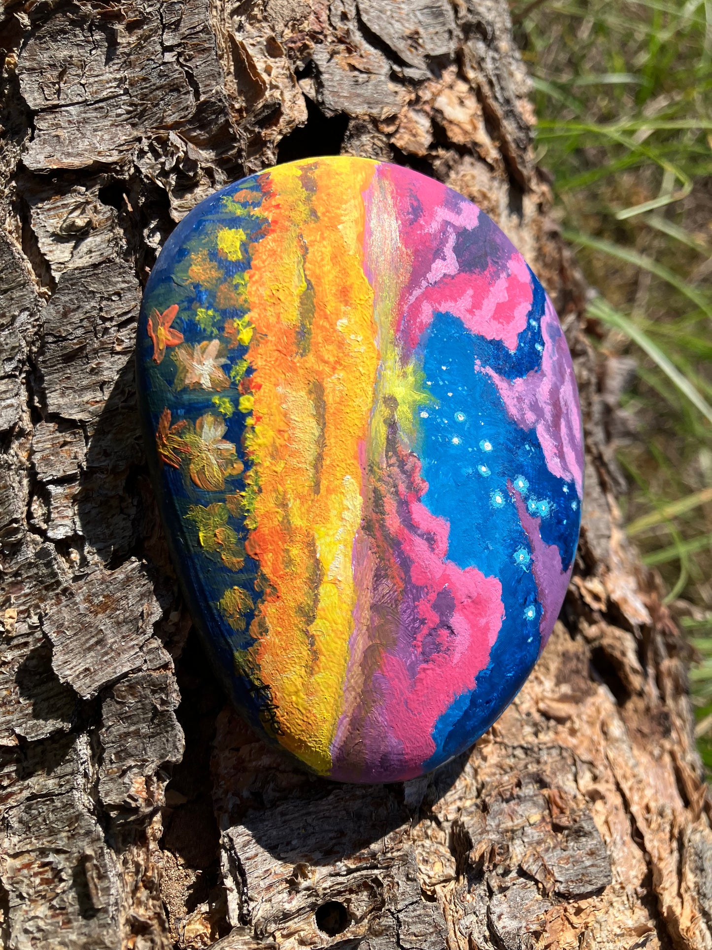 Twilight Fields - hand painted stone