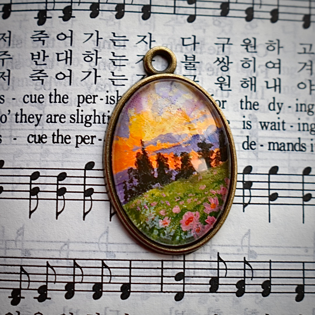 A serene Valley - hand painted necklace