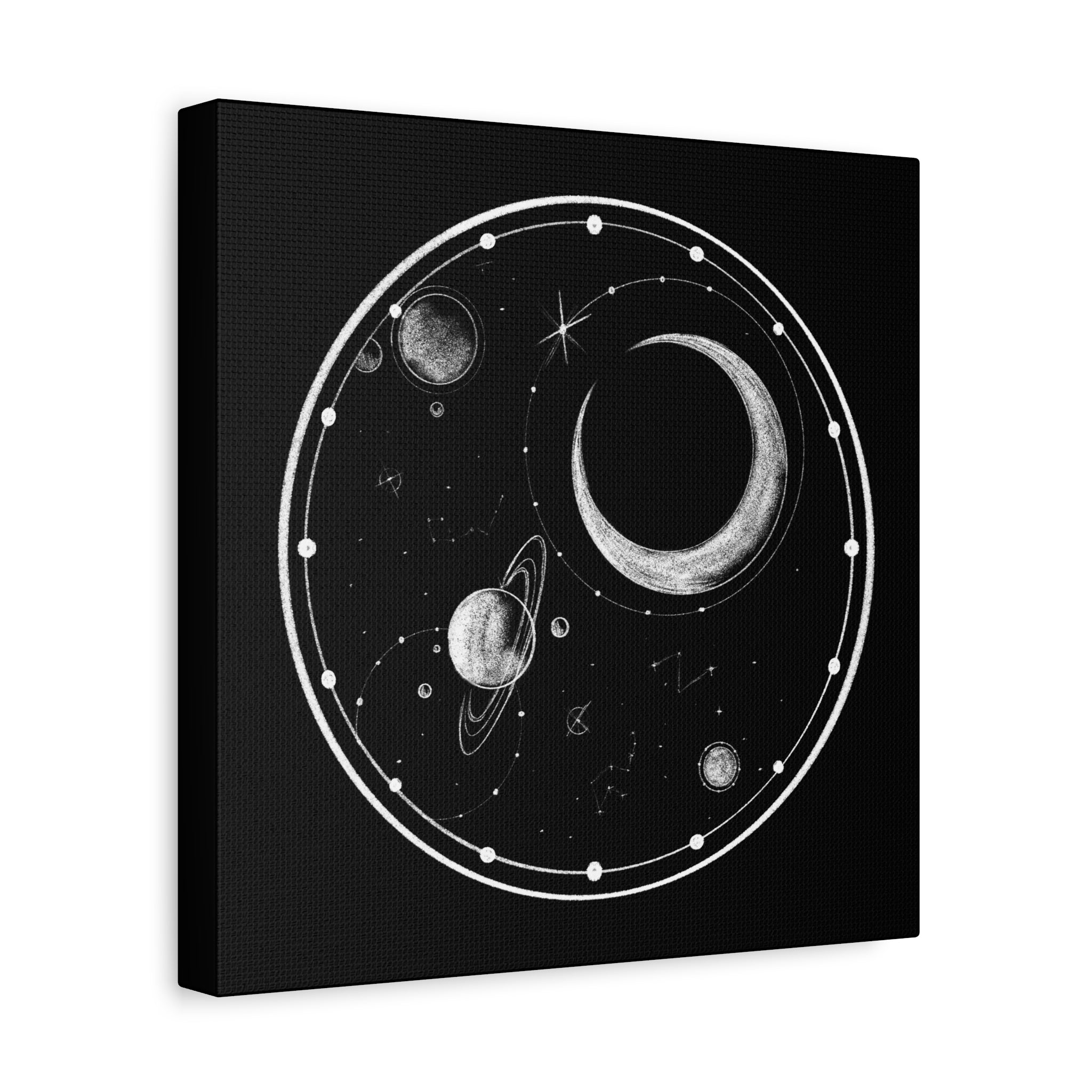 cali≠gari 0 補足盤 Moonrise Silhouette Celestial Moon & Galaxy Matte Canvas — Stretched Wall Art – RavenCraft