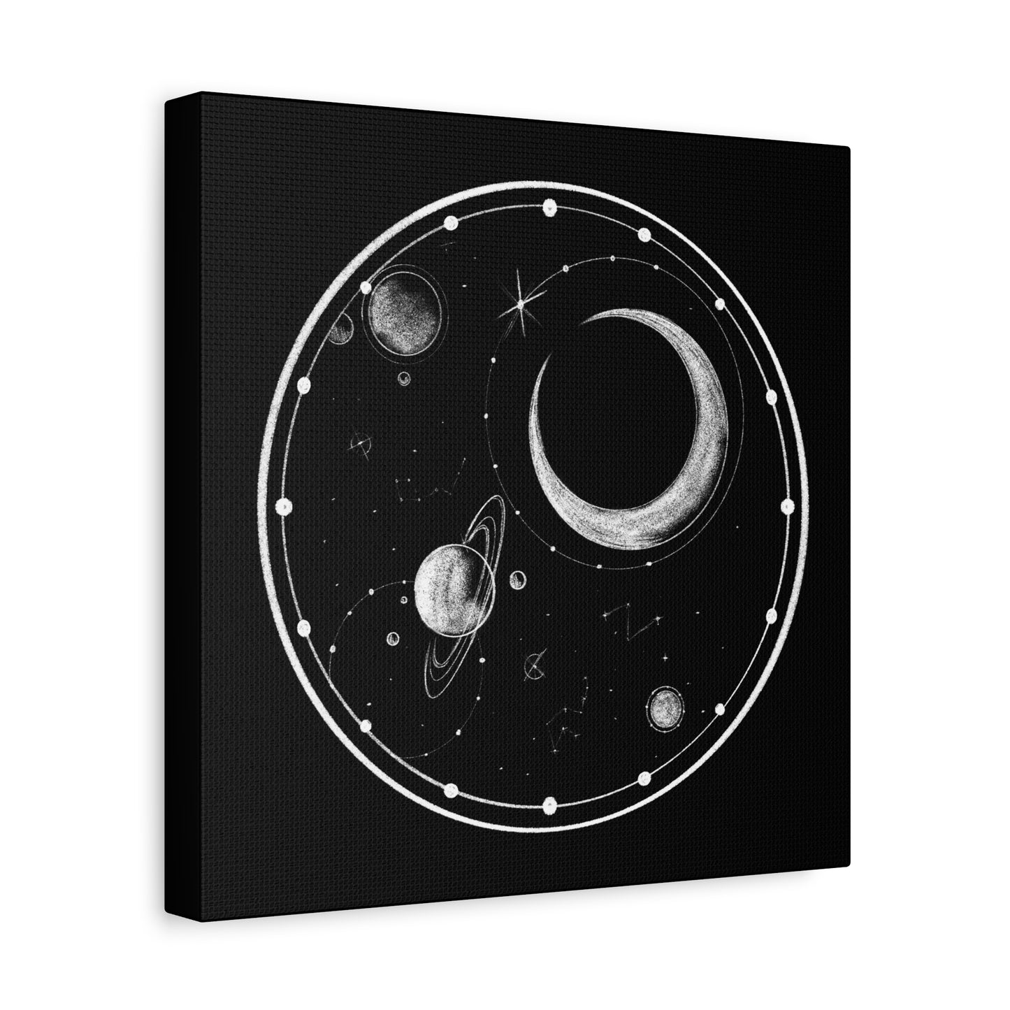 Celestial Moon & Galaxy Matte Canvas — Stretched Wall Art
