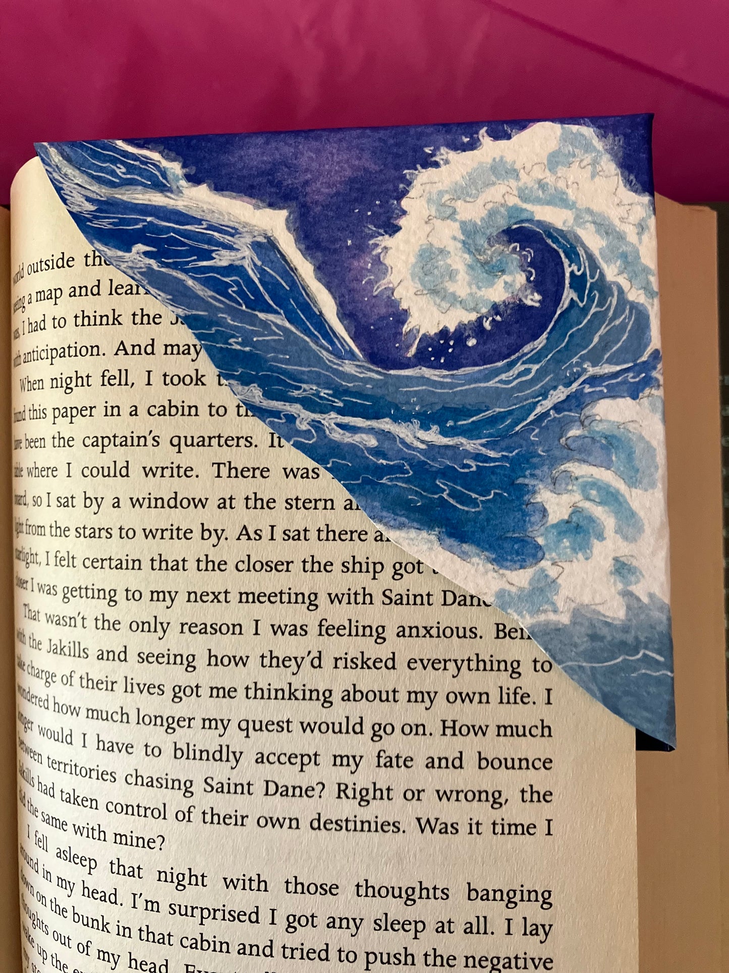 Crashing Waves of Japan- Hand painted corner bookmark