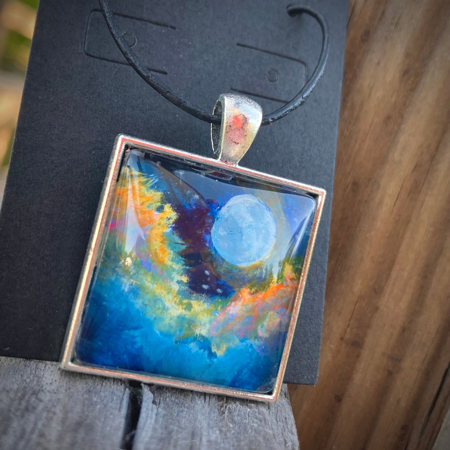 “Divine Full Moon” hand painted pendant
