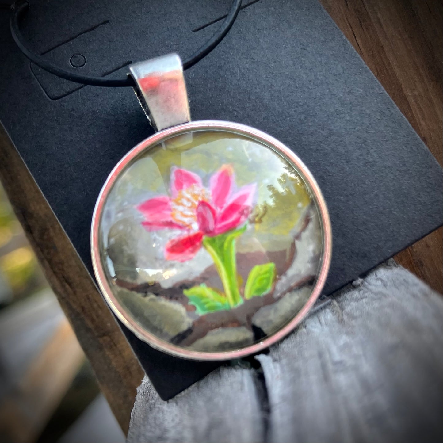 “Concreted Love Flower” hand painted Pendant