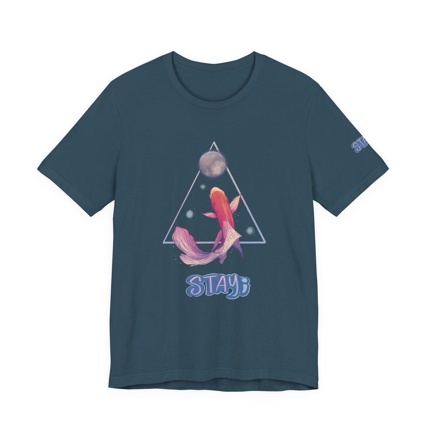 “Stay” koi fish n moon tee