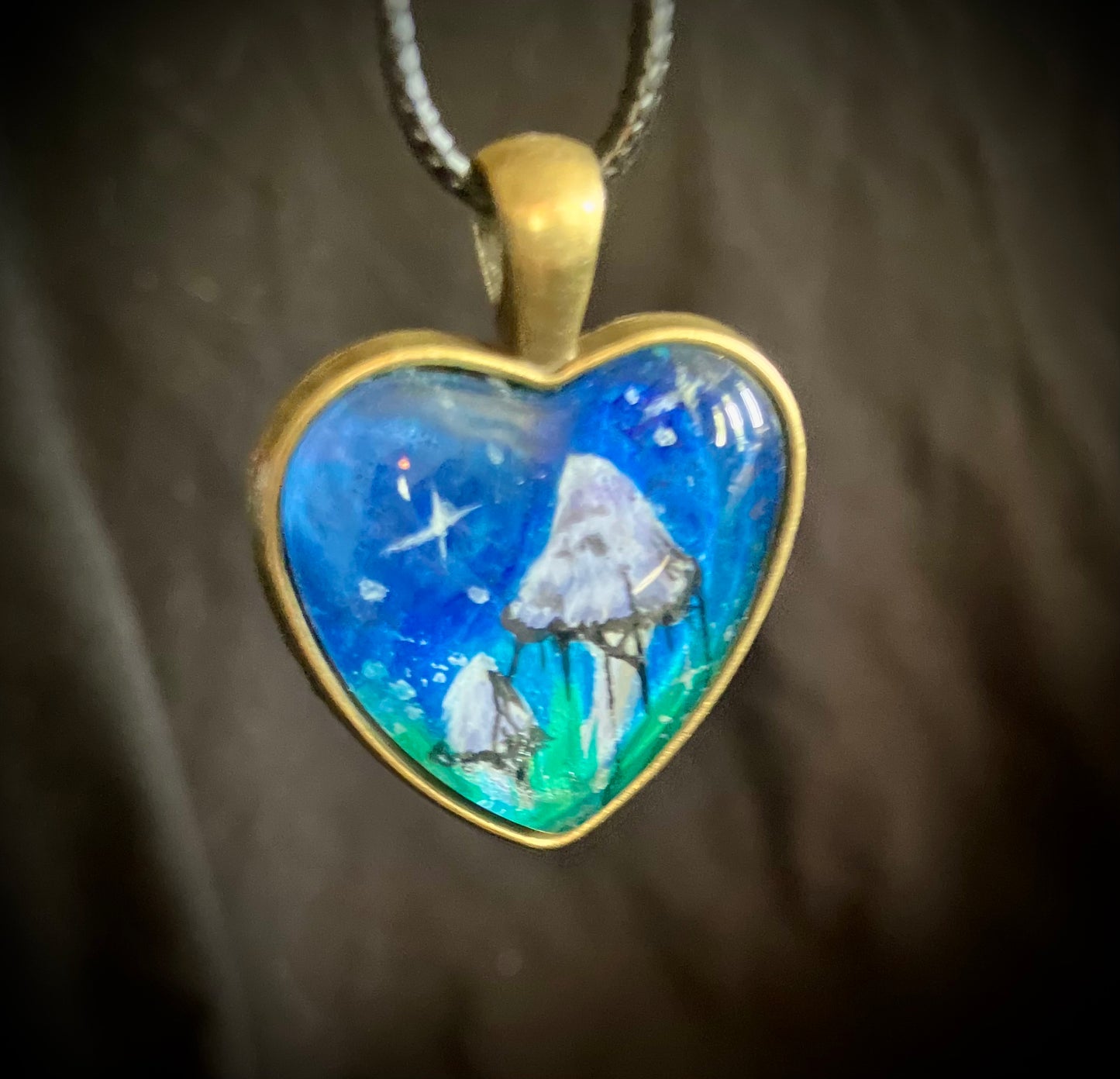 “Twighlight Inkcaps” 🍄 - hand painted necklace original