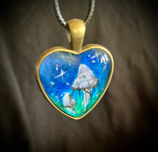 “Twighlight Inkcaps” 🍄 - hand painted necklace original