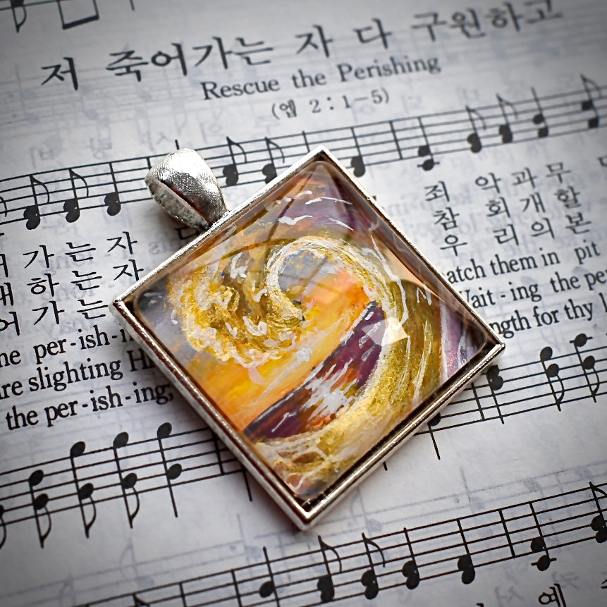 Beauty in Waves - Hand painted pendant