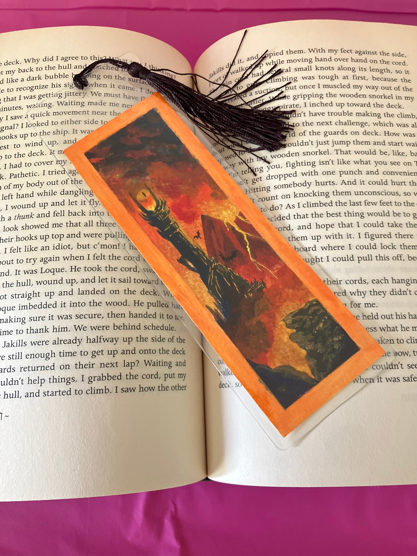 The fires of Mordor - Hand-painted Original Bookmark