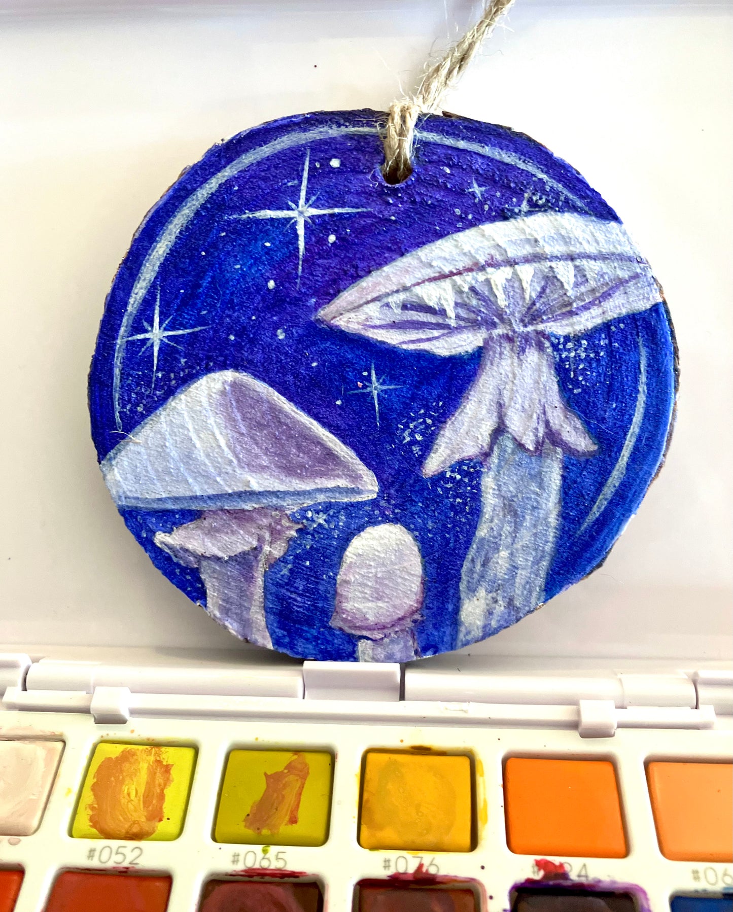 Custom Hand Painted Christmas Ornament- natural rustic wood slice
