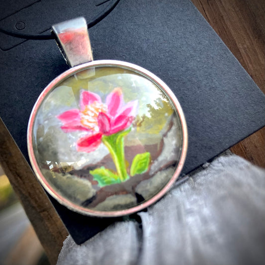 “Concreted Love Flower” hand painted Pendant