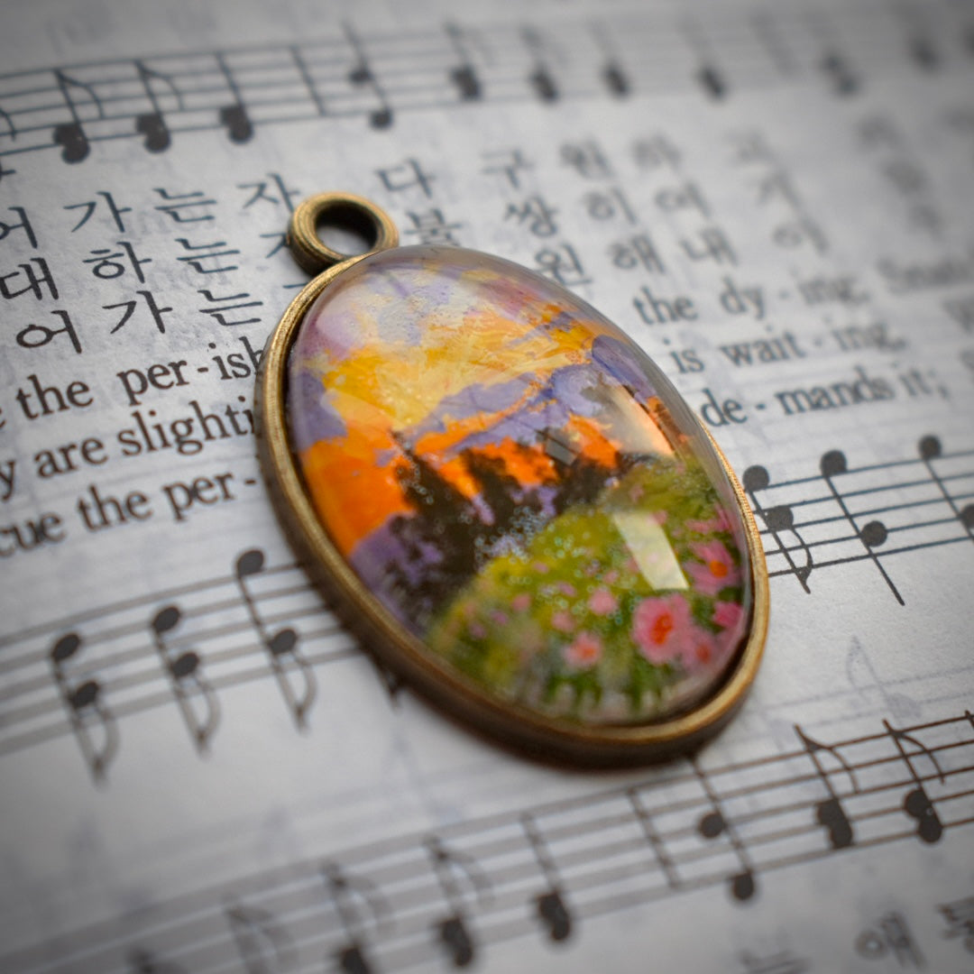 A serene Valley - hand painted necklace