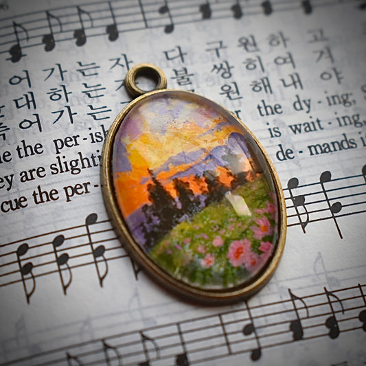 A serene Valley - hand painted necklace