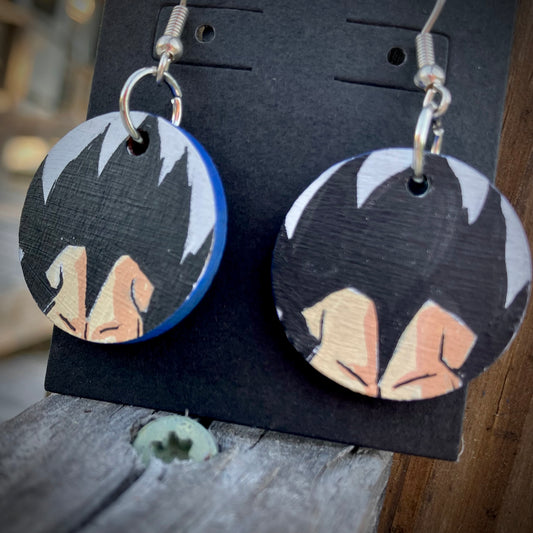 The Iconic Vegeta Hair - one of a kind hand painted Earrings
