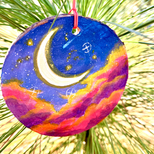 “The Mystical Moon” 🌙 hand painted Ornament
