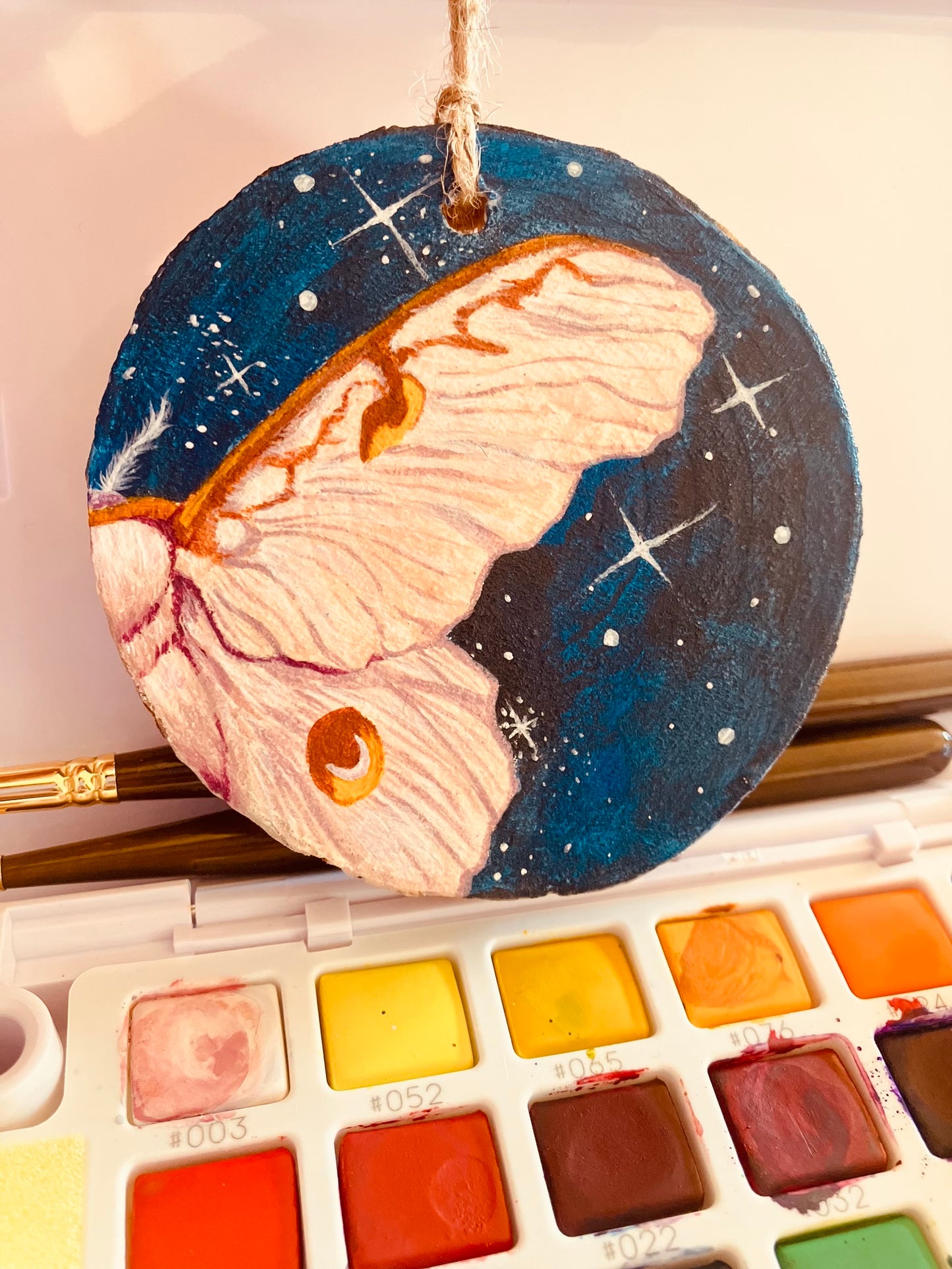 Custom Hand Painted Christmas Ornament- natural rustic wood slice