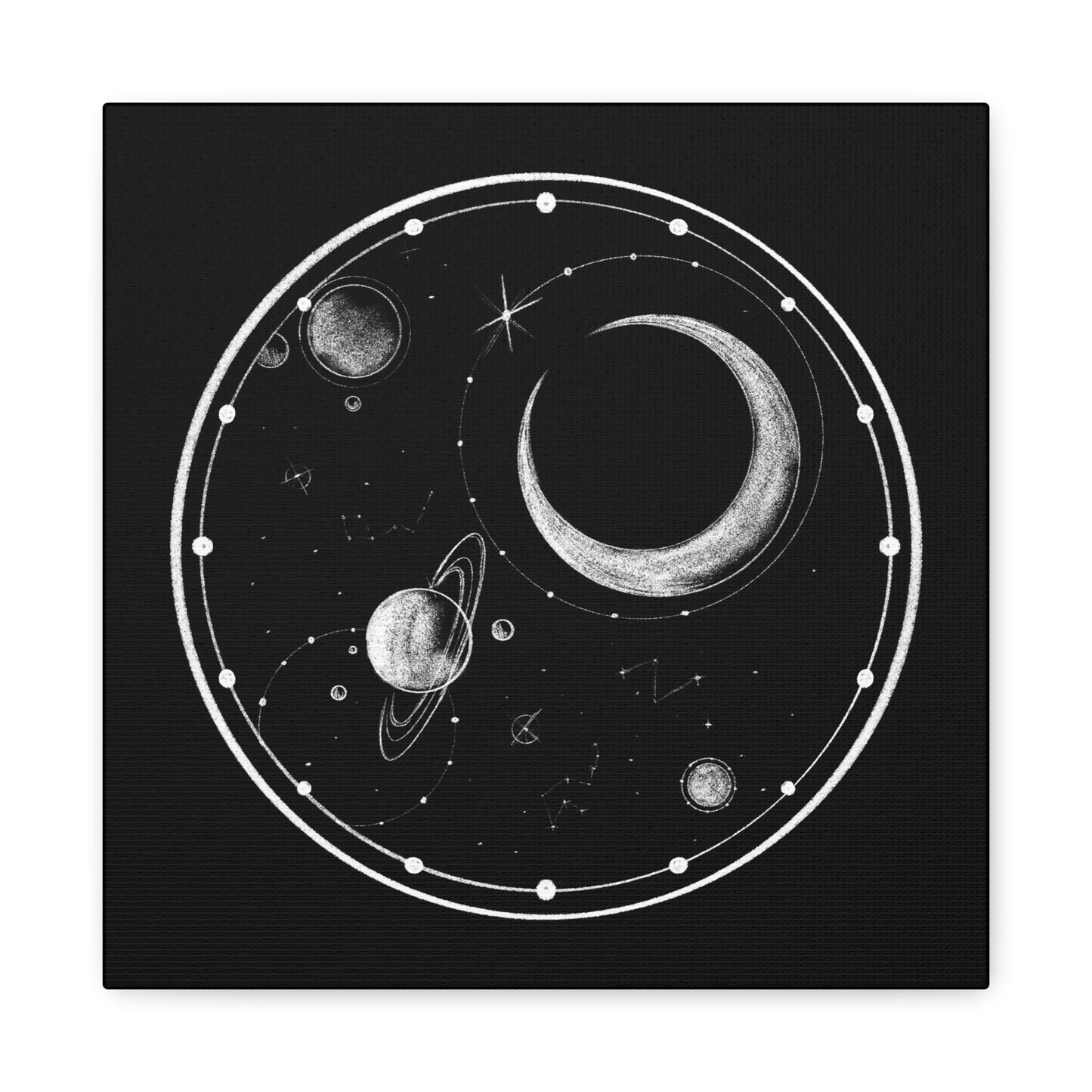 Celestial Moon & Galaxy Matte Canvas — Stretched Wall Art