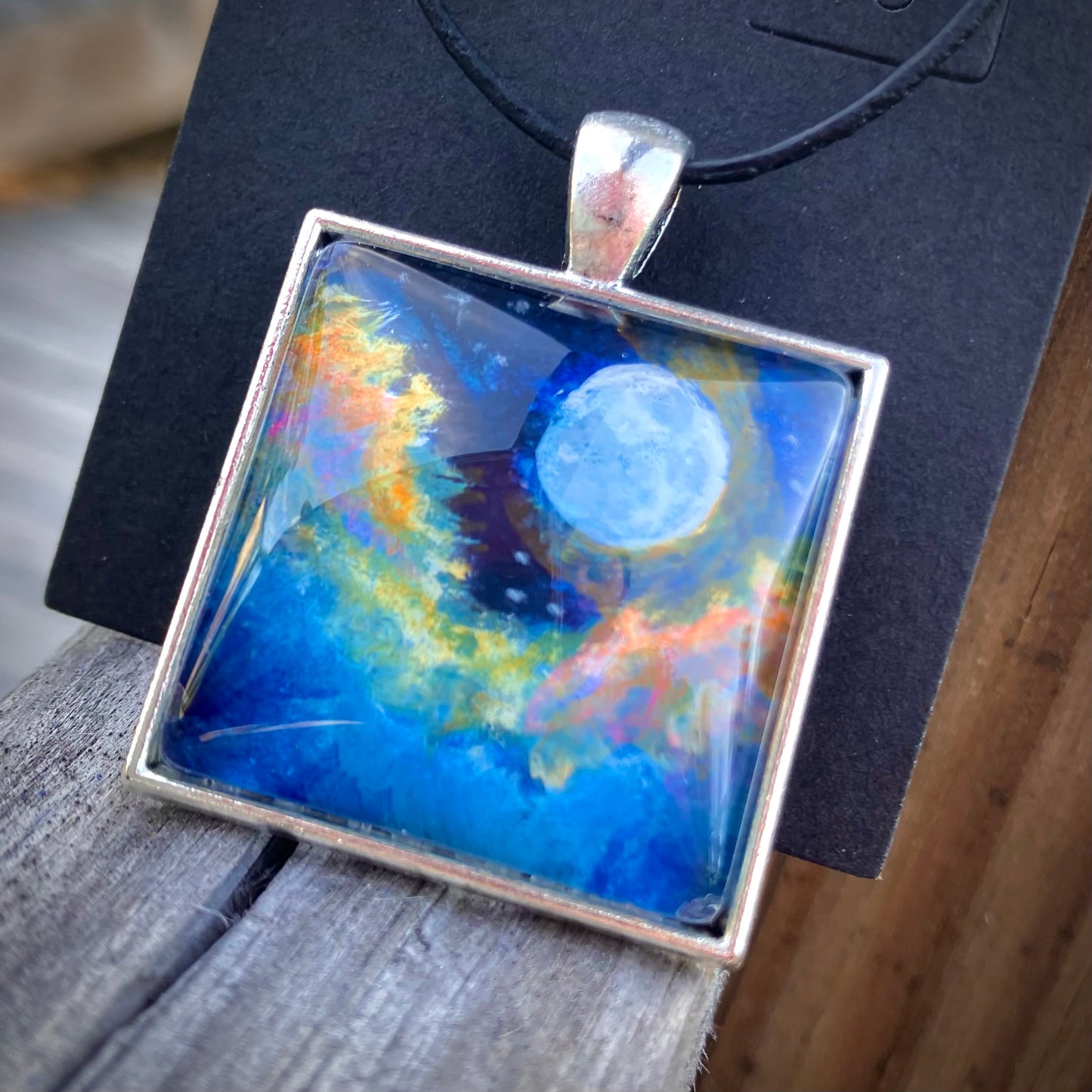“Divine Full Moon” hand painted pendant