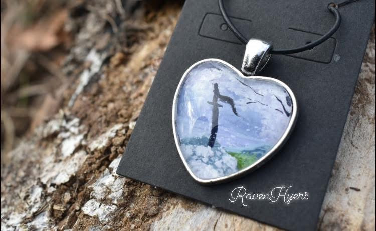 “Ghost samurai sword” ghost of Tsushima sword inspired hand painted necklace