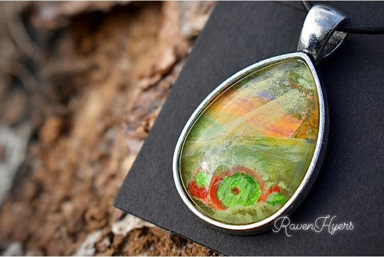 “Cozy Hobbit home” inspired hand painted necklace