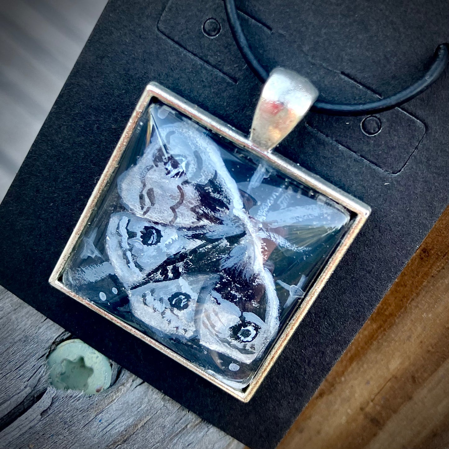 Gothic Moth of the Night- pendant hand painted original