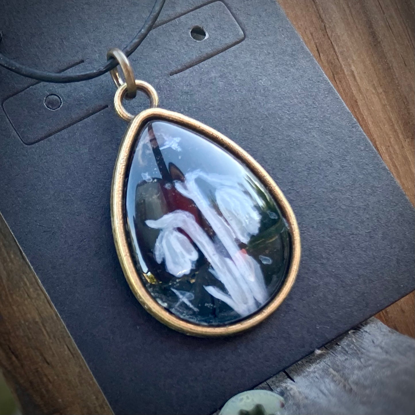 Ghost pipe - original hand painted pendant
