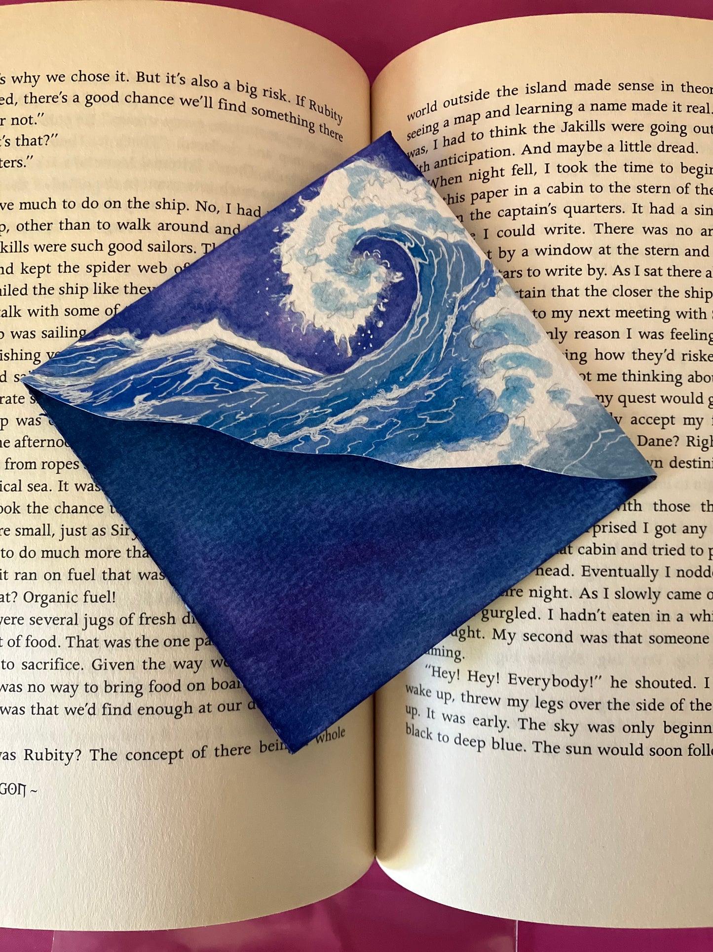 Crashing Waves of Japan- Hand painted corner bookmark