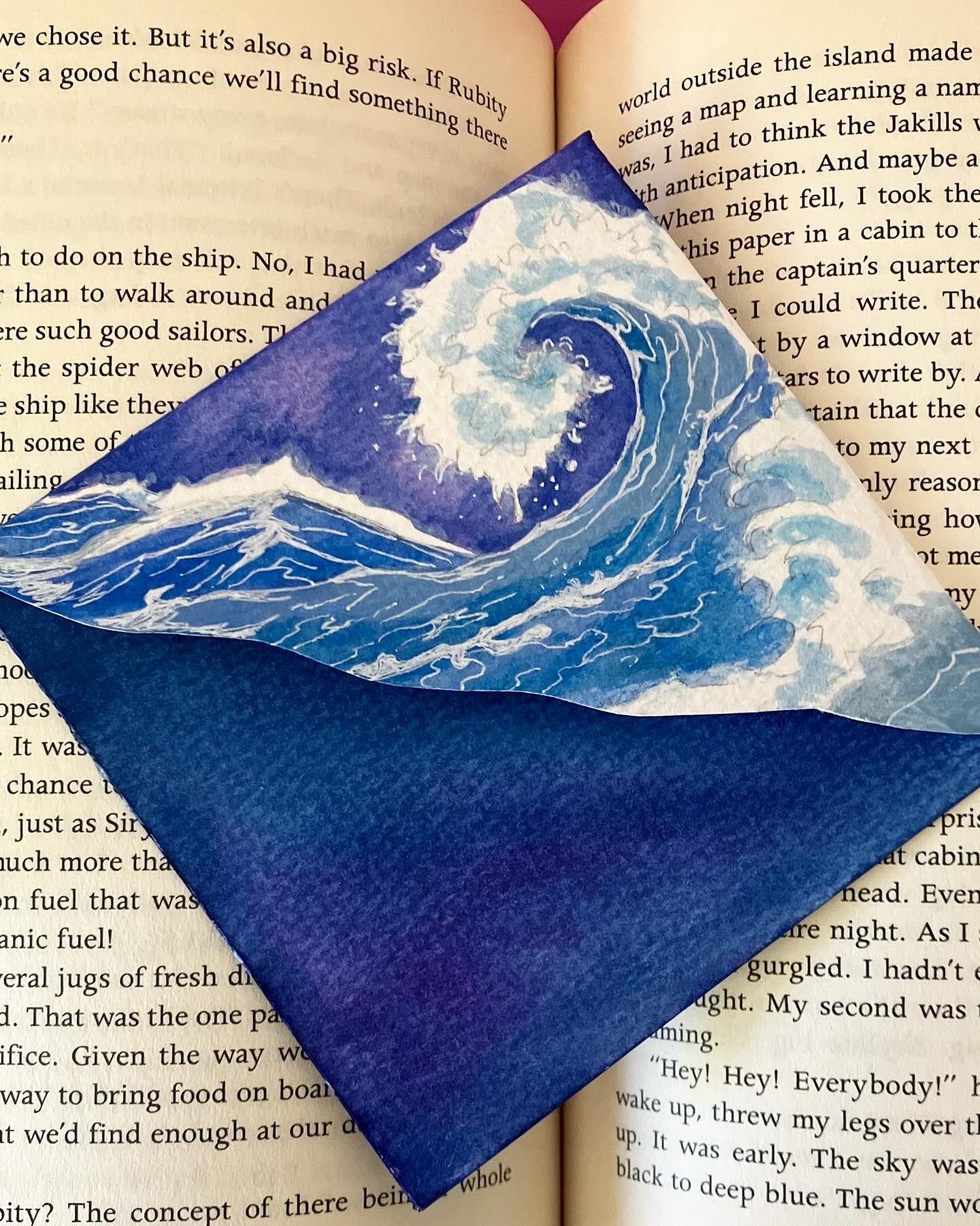 Crashing Waves of Japan- Hand painted corner bookmark