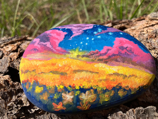 Twilight Fields - hand painted stone