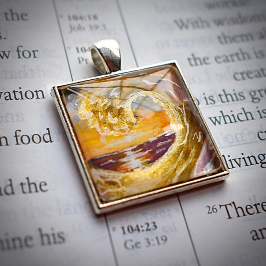 Beauty in Waves - Hand painted pendant