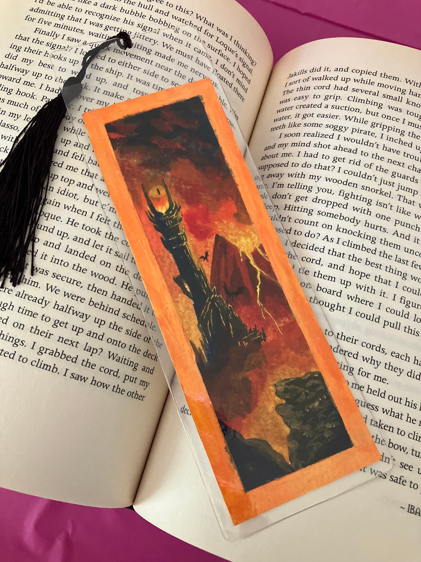 The fires of Mordor - Hand-painted Original Bookmark