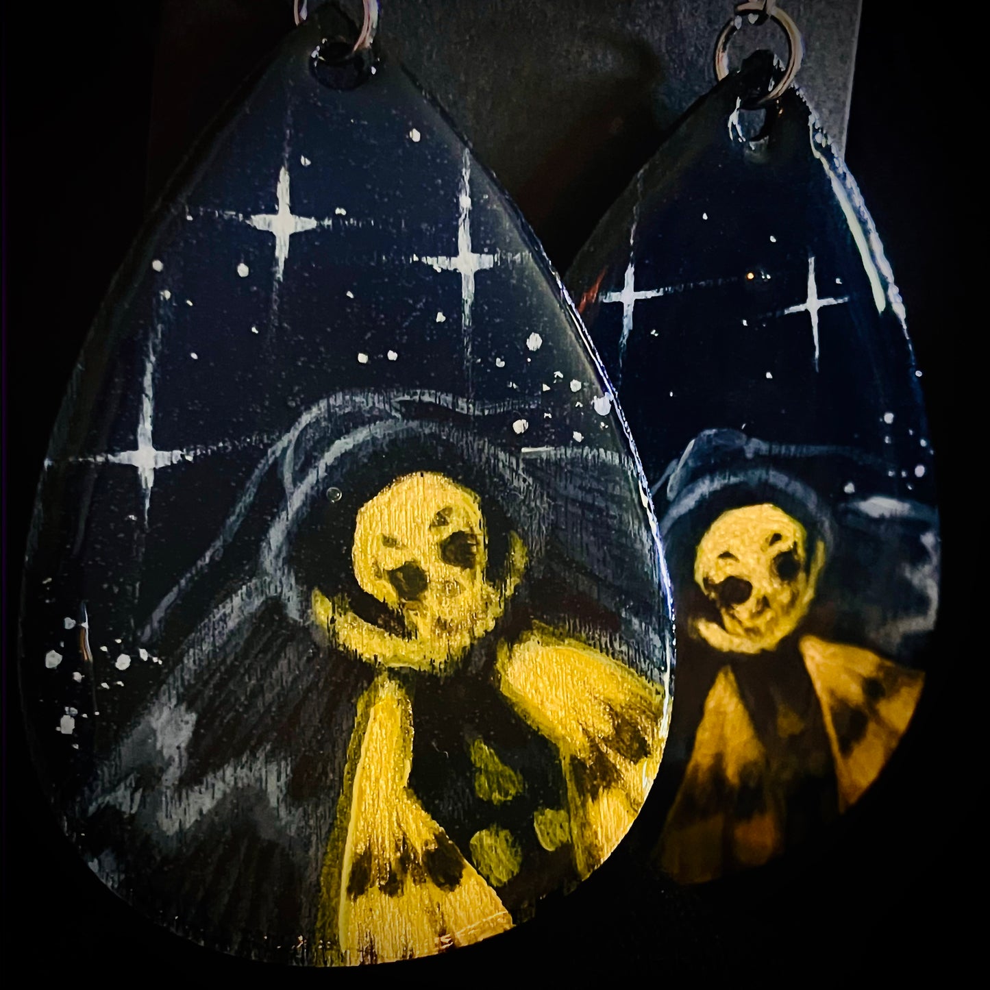 Deathhead Moth- earrings hand painted one of a kind